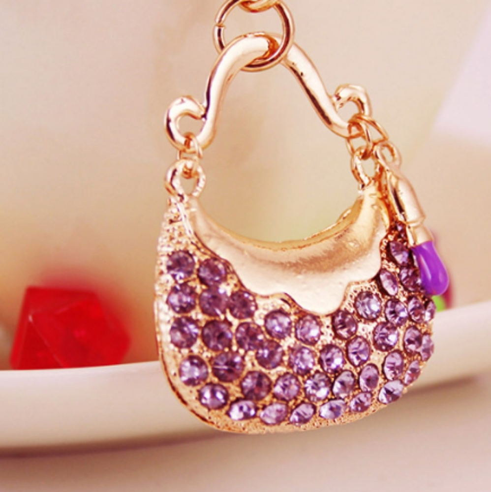 Betsey Johnson Crystal Handbag Necklace